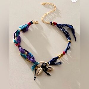 NWT Free People x Ariana Ost Blue Alpha Choker Necklace
